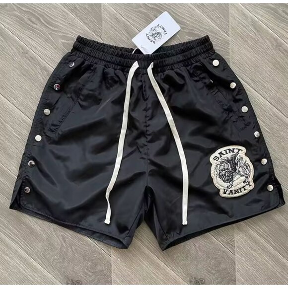 Saint Vanity Embroidered Casual Sports Shorts – Stylish Double-Breasted Design - Picture 1 of 4